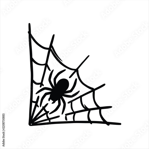 Halloween Spider Web Icon – Bold Spooky Cobweb Symbol for Halloween Decoration and Horror Design