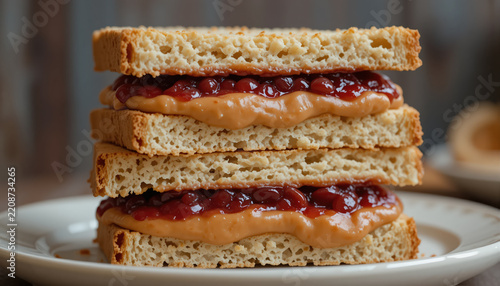 Peanut butter and jam sandwich. 