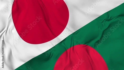 Japan vs Bangladesh seamless loop flag animation. 4k
