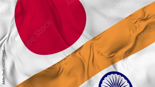 Japan vs India seamless loop flag animation. 4k