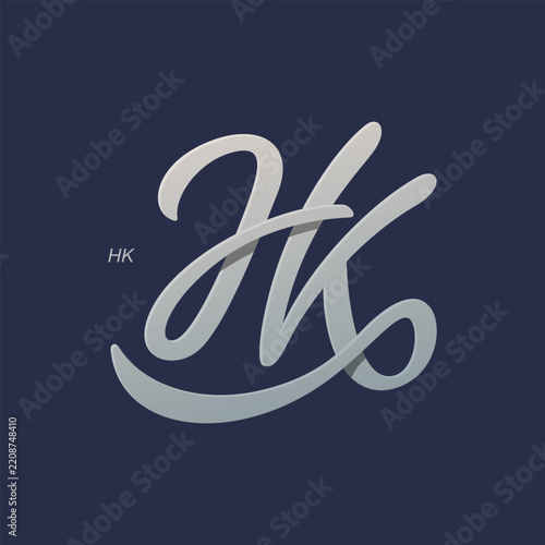 Letter H and K Monogram Vector Logo	