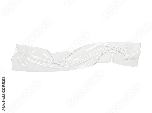White adhesive tape strip wavy with torn edges, isolated on transparent background
