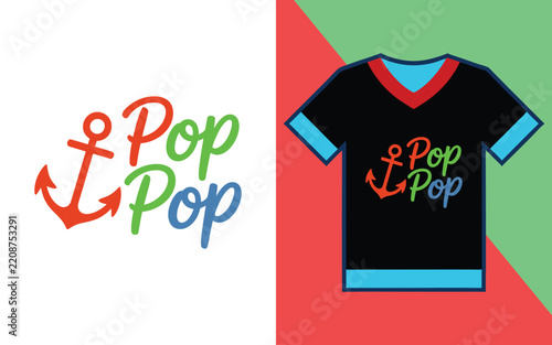 Pop typography with red anchor for custom apparel and family themed clothing