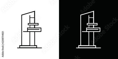 Modern skyscraper building icons in thin line style, modern architectural high rise towers, city landmark and exterior design vector illustration