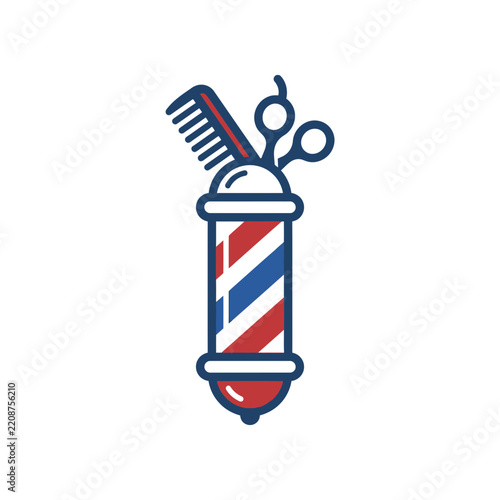 Barber pole with comb and scissors vector icon