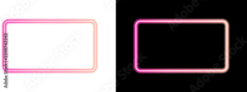 Neon pink coral rounded rectangle frames with glowing outline effect