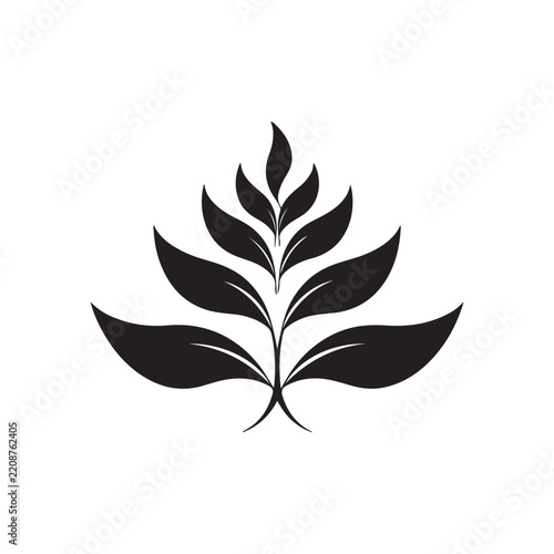 Elegant Botanical Leaf Branch Silhouette Vector