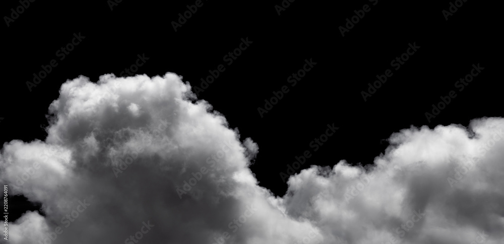 Fototapeta premium white cloud on black background. Wide sky and clouds dark tone.