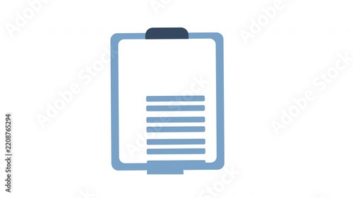 Rejected check mark on document checklist icon with magnifying glass for data audit in a cartoon animation. Failed project management task list