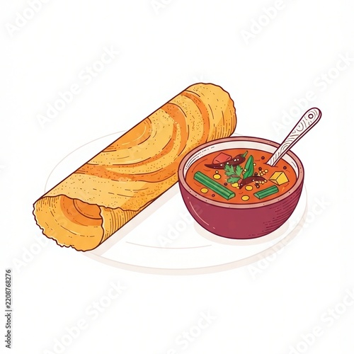 Chennai tiffin favorite drawn in a refined stylized food illustration