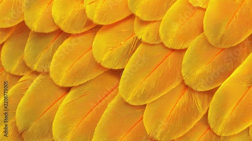 seamless looking macro texture of golden parrot feathers, entire frame covered with overlapping brilliant yellow and warm golden feathers, subtle