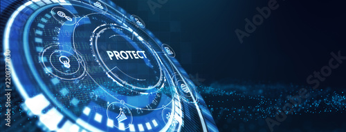 Cyber security data protection business technology privacy concept. . 3d illustration