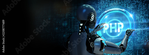 Business, Technology, Internet and network concept. PHP abbreviation. Modern technology concept. 3d illustration