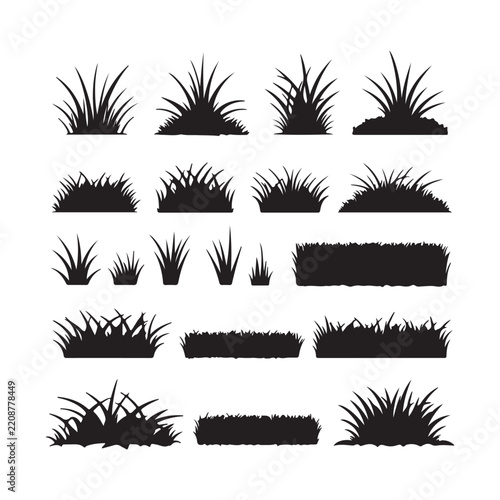 Wild Grass Silhouette Collection Vector Set