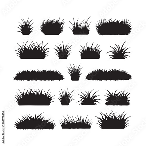 Wild Grass Silhouette Collection Vector Set
