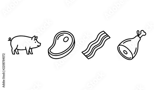 Pork Outline Icons