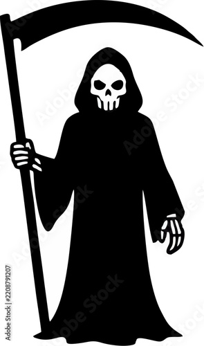 Obraz na plátně Grim Reaper holding scythe vector illustration isolated on white background