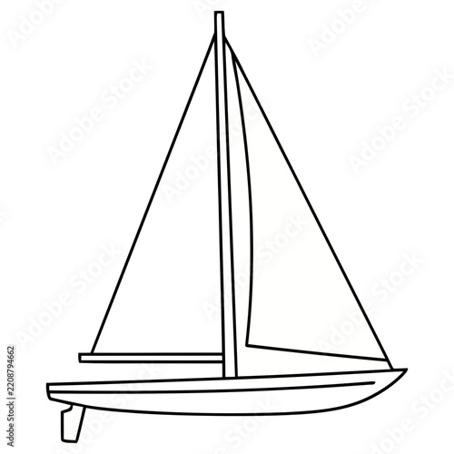 Simple Line Drawing of a Sailboat