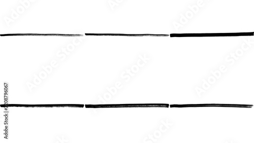 Fotografie A set of six horizontal black lines drawn with a marker pen showing different th