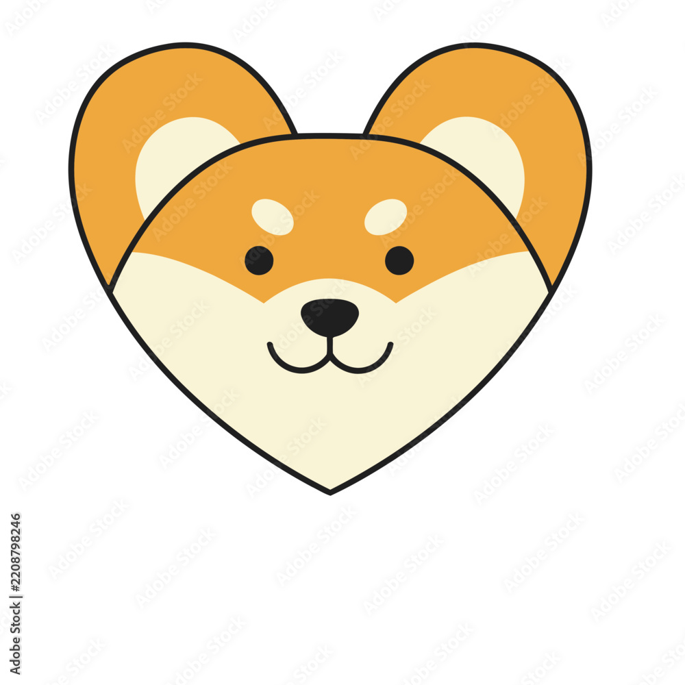 Obraz premium Cartoon Dog Face in Heart Shape