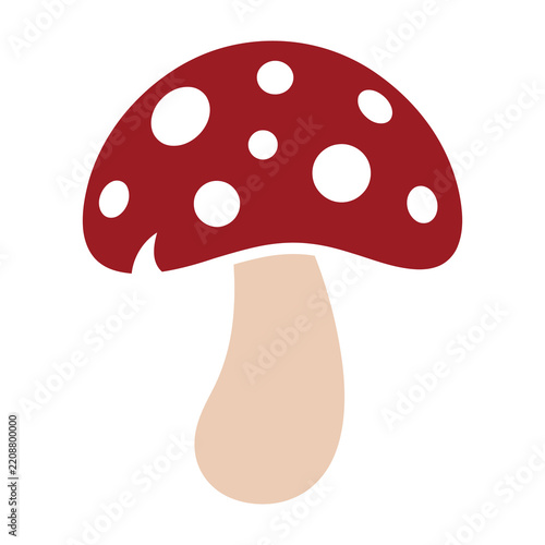 Red mushroom with white spots on cap isolated on white background simple illustration