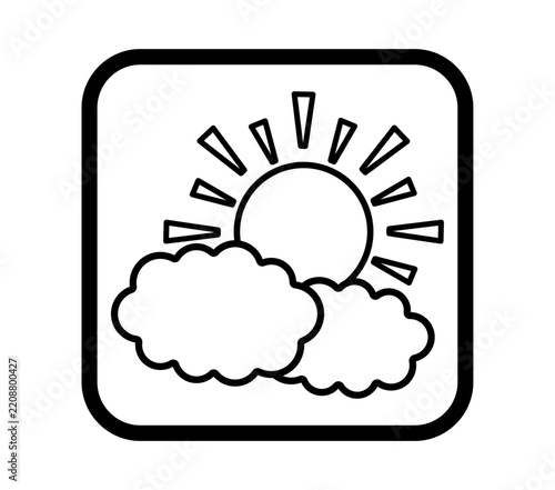 枠有り雲と太陽のシンプル天気アイコン