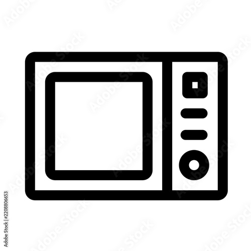 Microwave Outline Icon – Kitchen Appliance, Food Heating and Cooking Line Symbol