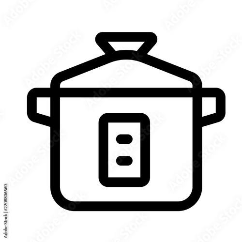 Rice Cooker Outline Icon – Electric Cooking Appliance, Kitchen and Food Preparation Line Symbol