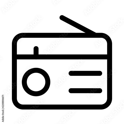 Radio vector Outline Icon – Wireless Audio, Music and Communication Line Symbol