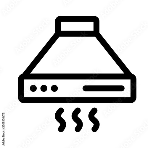Kitchen Hood Outline Icon – Range Hood, Ventilation and Cooking Line Symbol