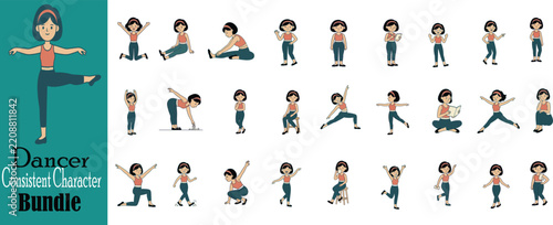 Cartoon Dancer Consistent Character Bundle, Female Dancer Pose Set, Dancing Character Illustrations, Dance Poses and Expressions, Animated Character Design