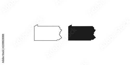 Obraz na plátně Pennsylvania state map vector graphics in outline and solid versions