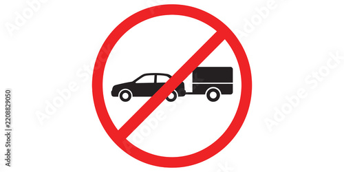 Obraz na plátně No car with trailer allowed road sign icon on transparent background