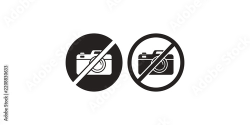 Fotografie No camera allowed restriction sign with black bold circle warning icons