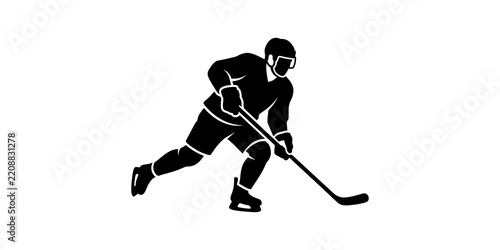 Photography Professional ice hockey player silhouette in dynamic skating posture