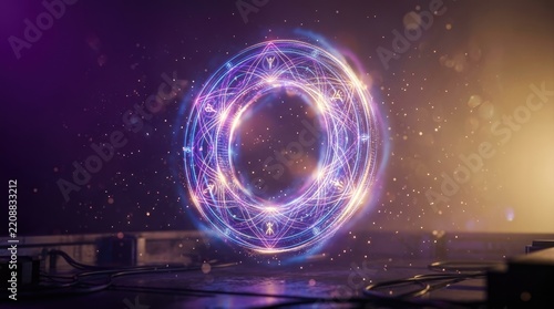 Glowing Magic Portal in Futuristic Laboratory