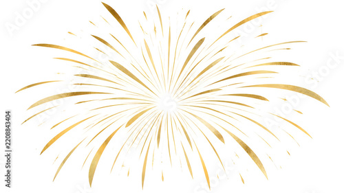 Elegant gold fireworks explosion for new year celebration with transparent background