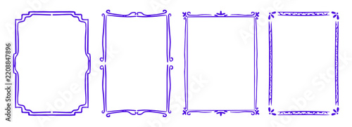 Vintage frame with wavy borders and doodle ornament. Crayon hand drawn border featuring decorative wavy lines. Scalloped edges, coquette aesthetic designs. Scrapbooks or whimsical design