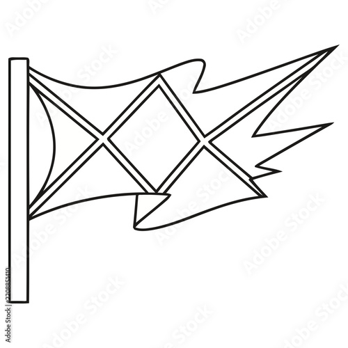 Outline of a tattered flag on a pole
