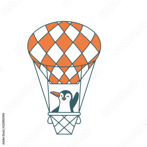 Penguin in a hot air balloon