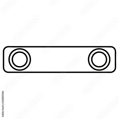 Simple Line Drawing of a Rectangular Object with Two Circles