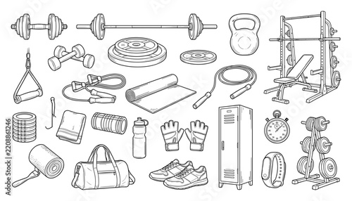 Gym Equipment Set with Dumbbells, Barbell, Kettlebell, and Fitness Accessories
