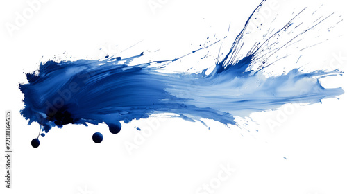 Blue paint stroke isolated on transparent background