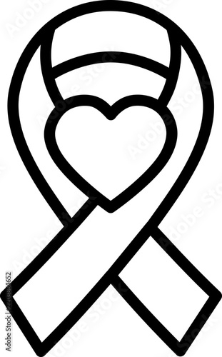 Pink Ribbon With Heart Inside Love Awareness Icon