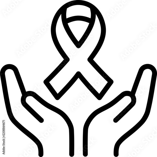 Hands Holding Pink Ribbon Support Breast Cancer Awareness