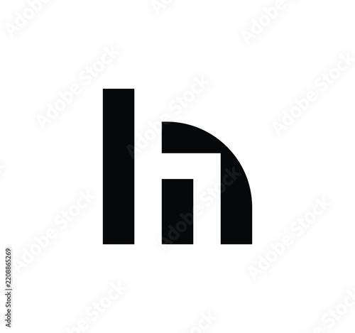 minimal h letter logo, black design