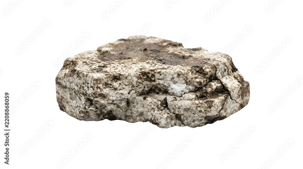 Fototapeta premium Close-up of a rough, natural gray stone with isolated transparent background.