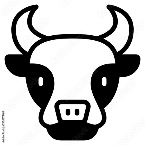 Flat style vector illustration of a bison head with horns, featuring simple shapes and earthy brown tones, suitable for nature, wildlife, or farm-themed designs.