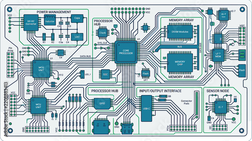 Complex Electronic Circuit Board Layout
