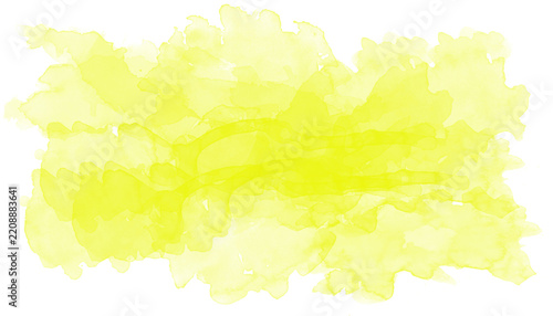 bright yellow watercolor paint stroke with rough edges and artistic texture isolated on transparent background png